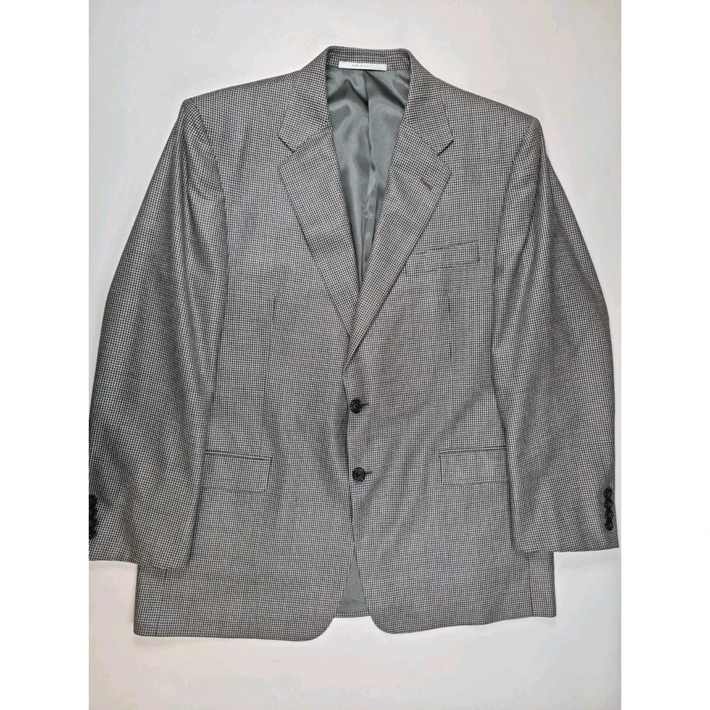Hickey Freeman Mens 44R Wool Silk Sport Coat Navy Multi Geometric USA Q481